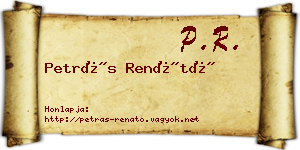 Petrás Renátó névjegykártya